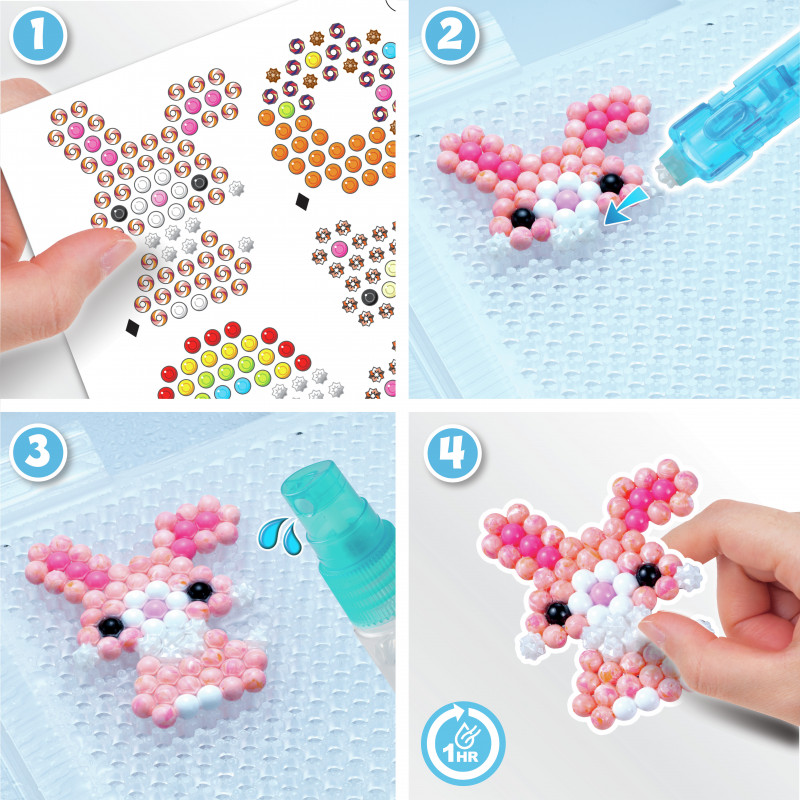 EPOCH Aquabeads Craft Studio Starter Set – Über 800 wasseraktivierte Perlen in 12 Farben, wiederverwendbares Layout-Tablett, Perlenstift & Sprüher, ohne Hitze oder Kleber, kreatives Perlenkunst-Set für Kinder ab 4 Jahren