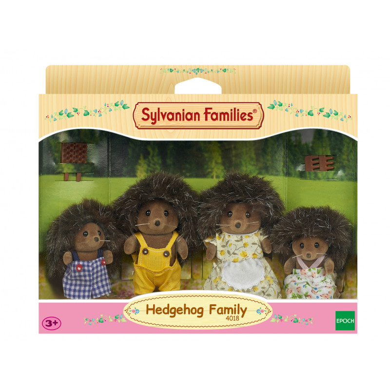 KAISER ELEKTRO Sylvanian Families Igel-Familie von Stachel - Sammelbare geflockte Tierfiguren Spielset, 4 Figuren mit Kamm, ab 3 Jahren