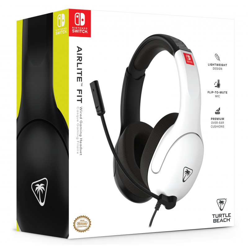 Turtle Beach Airlite Fit Headset NS Schwarz & Weiß - Kabelgebundenes Over-Ear-Gaming-Headset mit Flip-to-Mute-Mikrofon