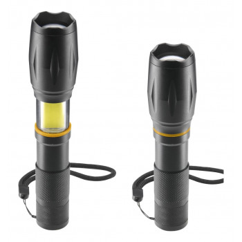Hama W200 2-in-1 LED-Taschenlampe, 200 lm, Zoom-Fokus, 3 Modi, Schwarz