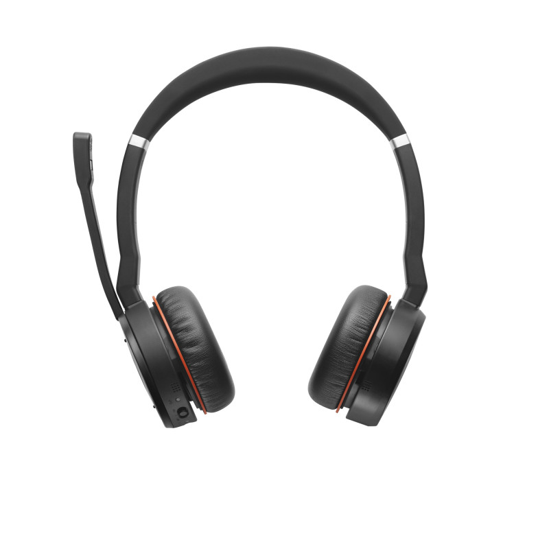 Jabra Evolve 75 MS Stereo Wireless-Headset mit aktiver Geräuschunterdrückung, Microsoft Teams-zertifiziert, Dual-Bluetooth-Konnektivität, Busylight, On-Ear, Schwarz
