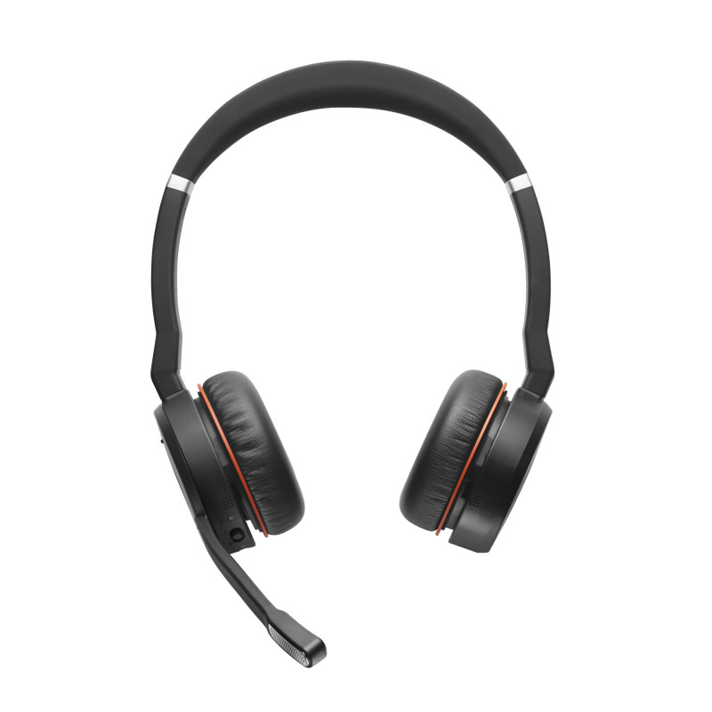 Jabra Evolve 75 MS Stereo Wireless-Headset mit aktiver Geräuschunterdrückung, Microsoft Teams-zertifiziert, Dual-Bluetooth-Konnektivität, Busylight, On-Ear, Schwarz
