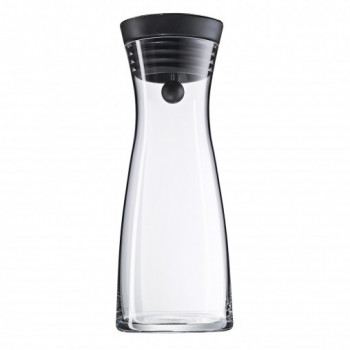WMF Basic Wasserkaraffe 0,75 L, Glas mit Edelstahldeckel und Silikondichtung, Transparent/Schwarz 06.1771.6040