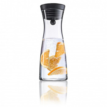 WMF Basic Wasserkaraffe 0,75 L, Glas mit Edelstahldeckel und Silikondichtung, Transparent/Schwarz 06.1771.6040