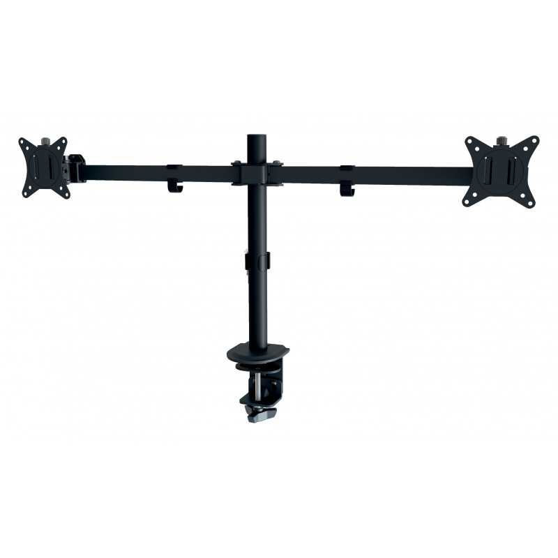 LEITZ Ergo Slim Dual Monitorhalterung, Tischklemme, Schwarz, für 2 Monitore 17 inch-32 inch, VESA 75/100, 8 kg pro Arm, Gasfeder-Höhenverstellung, Neigen/Schwenken/Drehen, Kabelmanagement 61640095