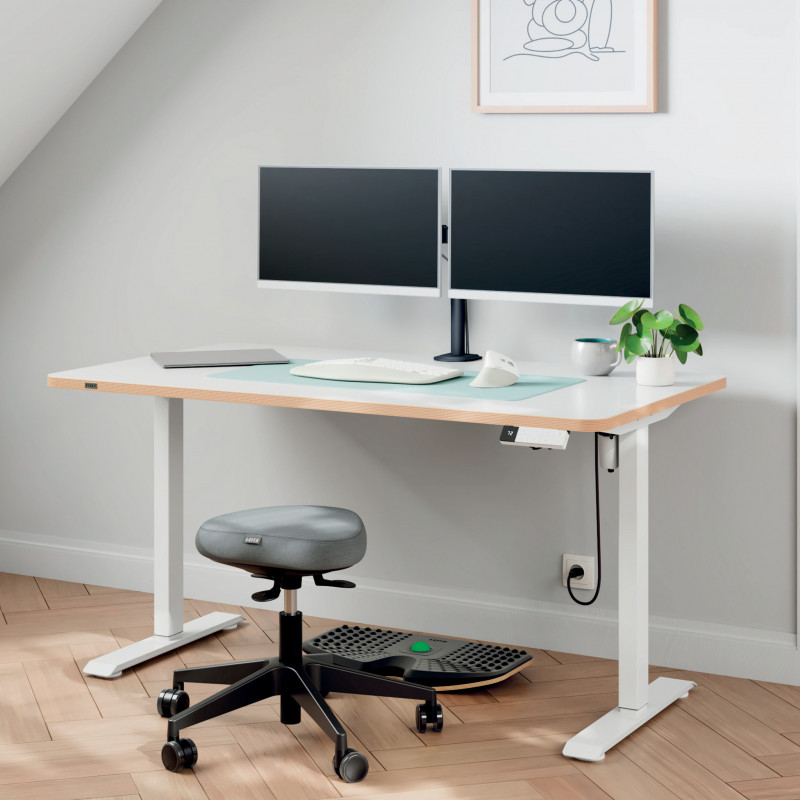 LEITZ Ergo Slim Dual Monitorhalterung, Tischklemme, Schwarz, für 2 Monitore 17 inch-32 inch, VESA 75/100, 8 kg pro Arm, Gasfeder-Höhenverstellung, Neigen/Schwenken/Drehen, Kabelmanagement 61640095