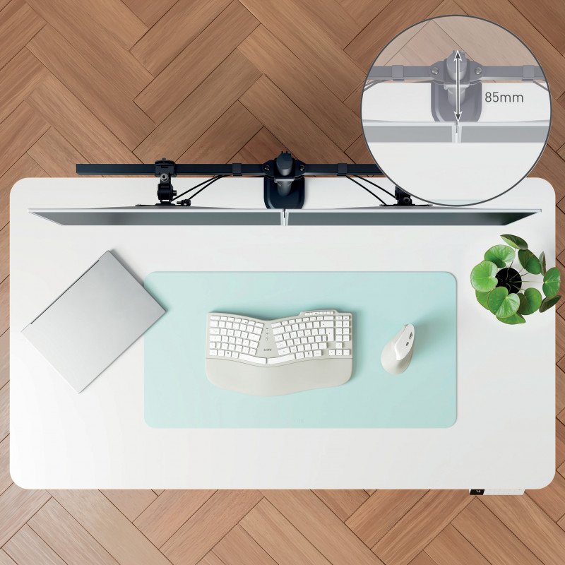 LEITZ Ergo Slim Dual Monitorhalterung, Tischklemme, Schwarz, für 2 Monitore 17 inch-32 inch, VESA 75/100, 8 kg pro Arm, Gasfeder-Höhenverstellung, Neigen/Schwenken/Drehen, Kabelmanagement 61640095