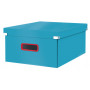 LEITZ Click & Store Cosy L Aufbewahrungsbox, Blau, PP-kaschierter Hartkarton, Druckknopfmontage, 1 Stück 5349-00-61