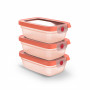 EMSA ONE CLICK Aufbewahrungsbehälter-Set, 3 x 0,5 L, orange Deckel, luftdicht & auslaufsicher, BPA-frei 3110601836
