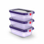 EMSA ONECLICK Aufbewahrungsbehälter-Set, 3 x 0,5 L, Violett, auslaufsicher, BPA-frei 3110601837