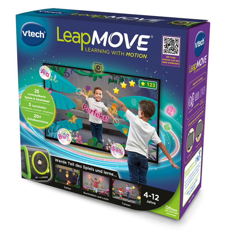 VTech LeapMOVE Fitness-Tracker für Kinder mit Spielen und Herausforderungen, Farb-LCD, spritzwassergeschützt, wiederaufladbar, Blau/Grün 80-618704