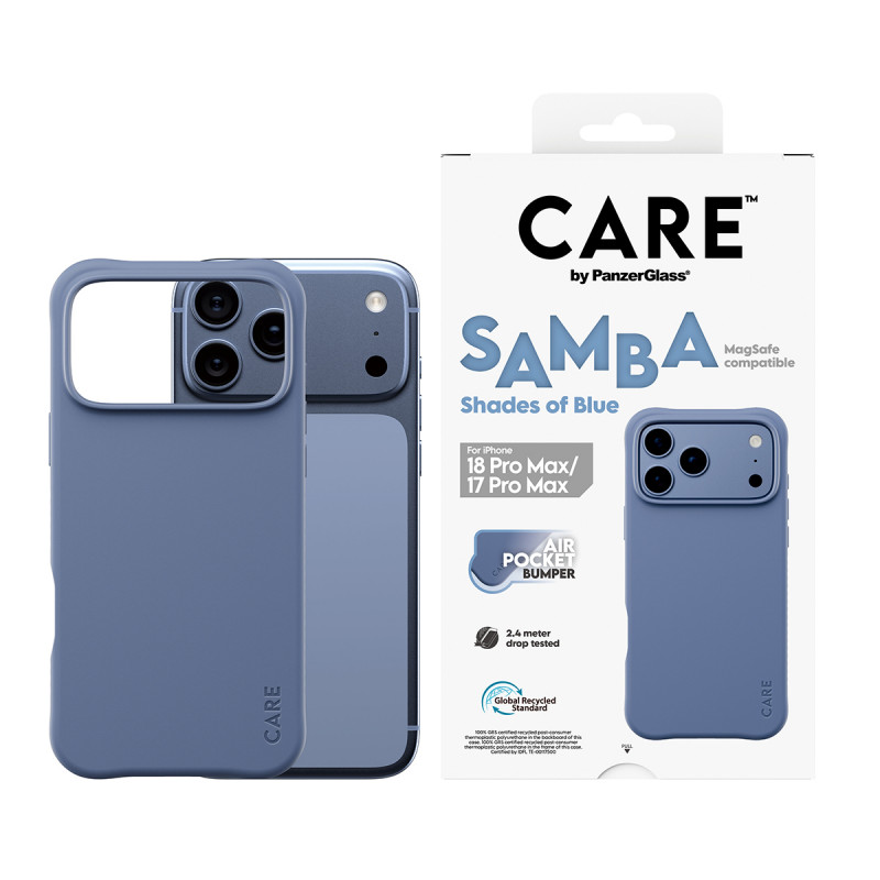 PanzerGlass CARE™ by Samba Hülle Shades of Blue mit MagSafe für iPhone 17 Pro Max / 18 Pro Max Transparent