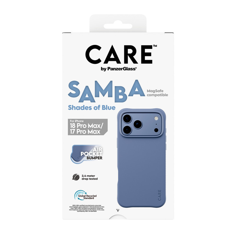 PanzerGlass CARE™ by Samba Hülle Shades of Blue mit MagSafe für iPhone 17 Pro Max / 18 Pro Max Transparent