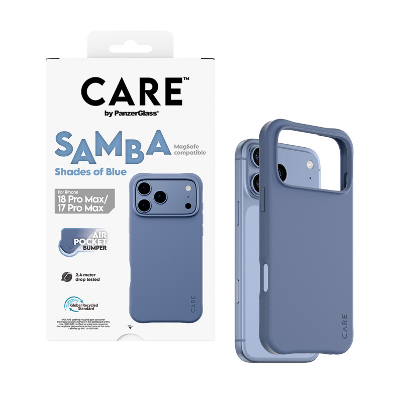 PanzerGlass CARE™ by Samba Hülle Shades of Blue mit MagSafe für iPhone 17 Pro Max / 18 Pro Max Transparent