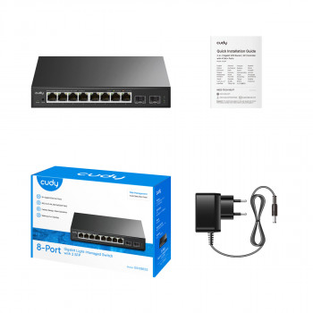 Cudy GS108ES2 8-Port Gigabit Ethernet Switch mit 2 SFP-Uplinks
