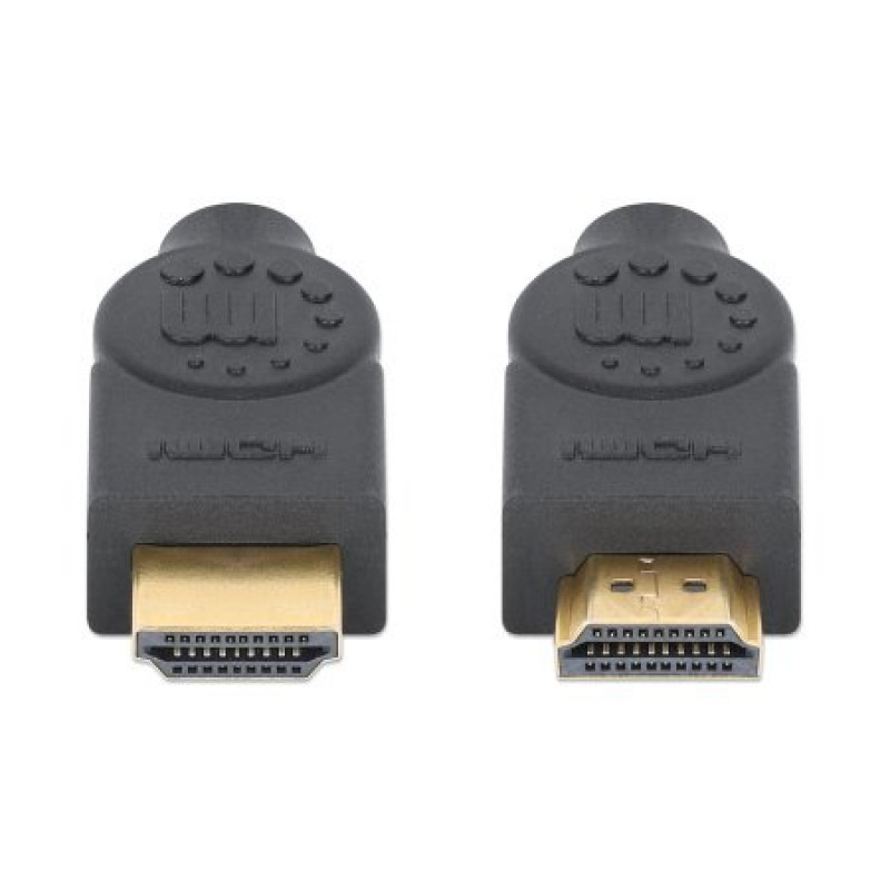 MANHATTAN CL3 4K@60Hz High-Speed-HDMI-Kabel mit Ethernet, 8 m, In-Wall-zugelassen, HDR, vergoldet, doppelt geschirmt, Schwarz (356985)