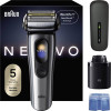 Braun NEVO 17000cc Elektrorasierer mit Clean&Charge Station, 5 Modi, 360°-Scherkopf, Chrom/Silber 349659