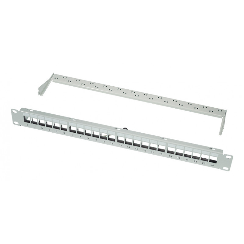 LogiLink 19 Zoll Keystone Patch Panel, 24 Port, geschirmt, Lichtgrau (RAL7035), 1U, für bis zu 24 Keystone-Module, 1 Stk. (NK4073)