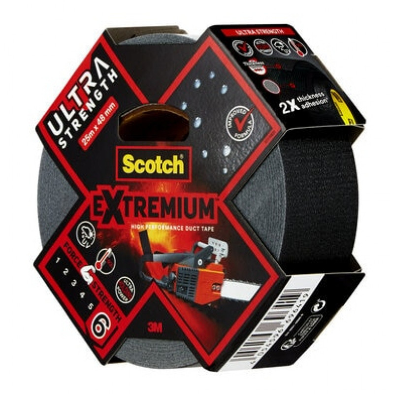 3M Extremium Schwarz Gewebeband 48 mm x 25 m, 6 Rollen – Wasserfestes UV-beständiges Reparaturband 7100205699