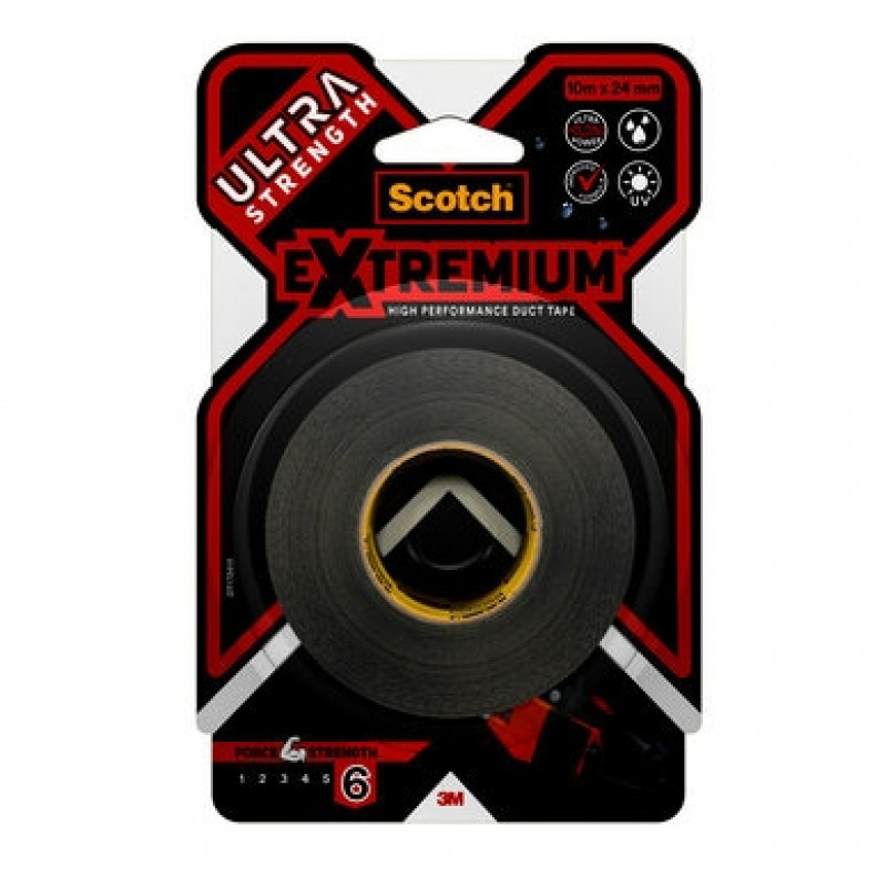3M Extremium Schwarz Bündel- und Reparaturband UV-beständig wasserdicht 10 m x 24 mm 6 Rollen 7100207215