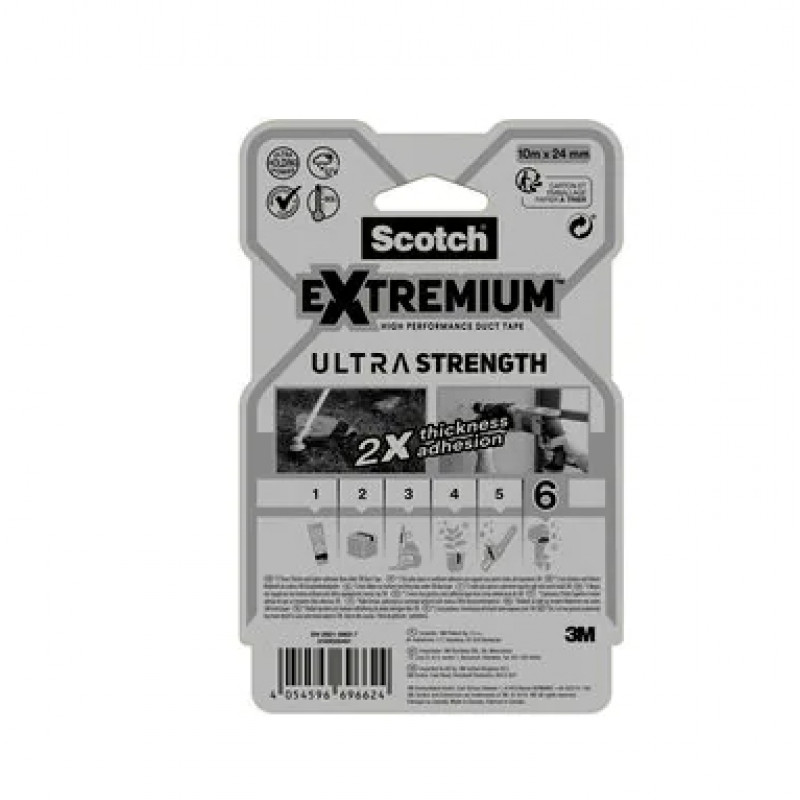 3M Extremium Schwarz Bündel- und Reparaturband UV-beständig wasserdicht 10 m x 24 mm 6 Rollen 7100207215