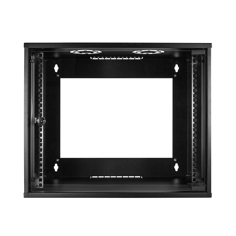 LogiLink 19-Zoll-Wandgehäuse ECO 9U, 550mm Tiefe, Glastür, Schwarz RAL 9005, vormontiert W09C55B