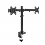 ACT AC8362 Dual-Monitorarm für 32-Zoll-Bildschirme, Gasfeder, Tischklemme & Tülle, Schwarz
