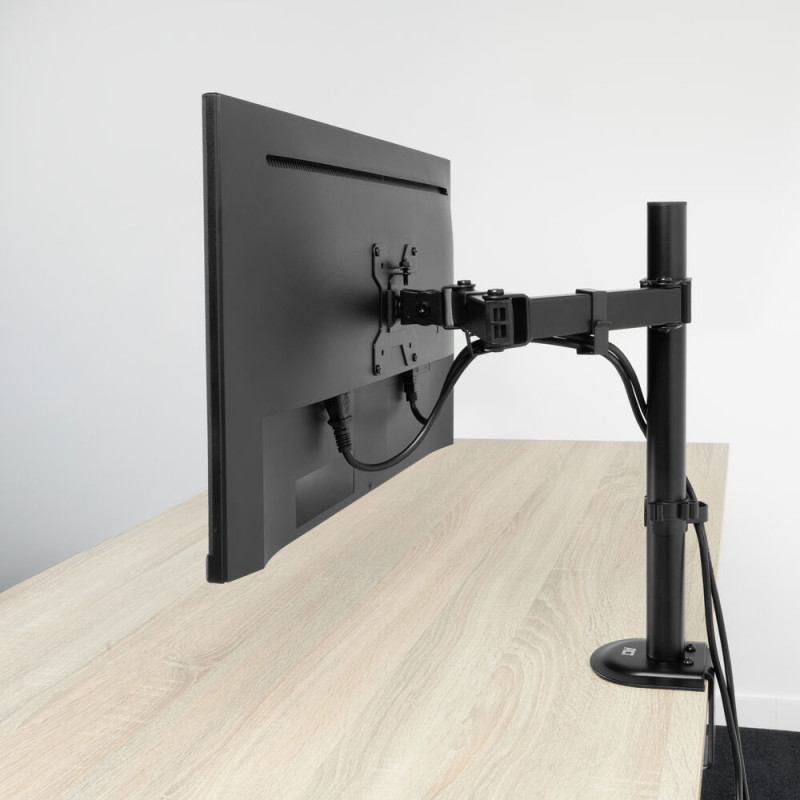ACT AC8361 Monitorarm für 17-34 Zoll Bildschirme, Gasfeder, Tischklemme & Tülle, VESA 75/100, Schwarz
