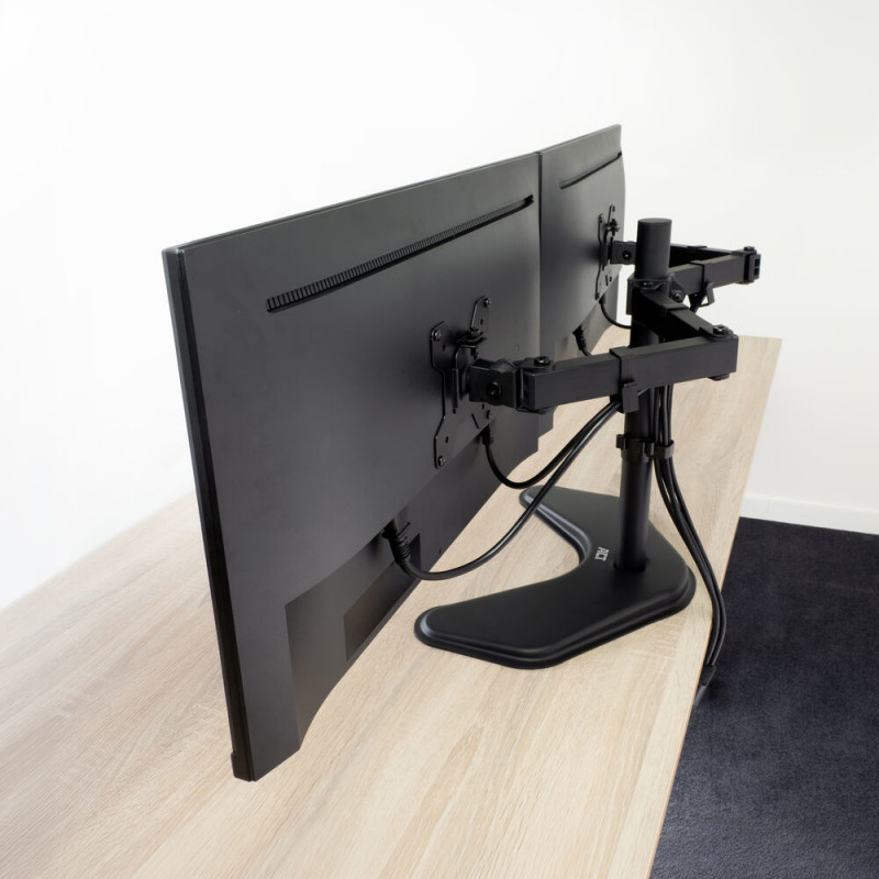 ACT AC8363 Dual-Monitor-Tischhalterung für 2 Bildschirme bis 32 inch - Klemme & Tülle Montage, VESA 75/100, 8kg pro Arm, Schwarz