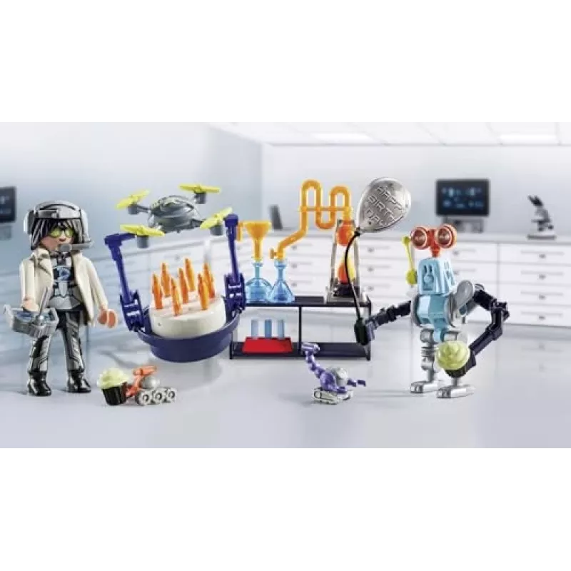 Playmobil 71450 My Life: Forscher mit Robotern – Wissenschaftsparty im Labor mit Transportdrohne und Robotern – lustiges, fantasievolles Rollenspiel-Arti
