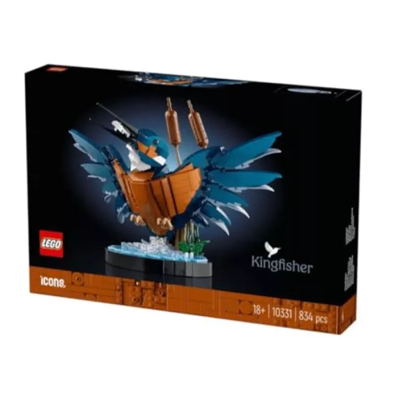 LEGO Icons Kingfisher Vogel-Set Modellbau-Set für Erwachsene mit Wasser-Setting und Ausstellungsständer, tolles Wohn- und Büro-Dekor für den Schreibtisch, Valentinstag