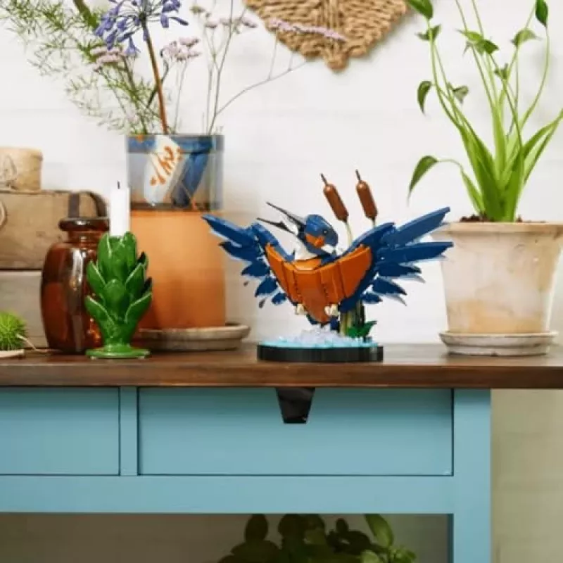 LEGO Icons Kingfisher Vogel-Set Modellbau-Set für Erwachsene mit Wasser-Setting und Ausstellungsständer, tolles Wohn- und Büro-Dekor für den Schreibtisch, Valentinstag