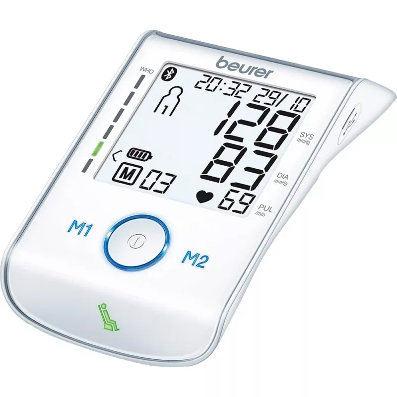 Beurer BM85 Oberarm-Blutdruckmessgerät mit patentiertem Ruheindikator für Genauigkeit, App-Verbindung mit zertifiziertem Datenschutz, Lithium