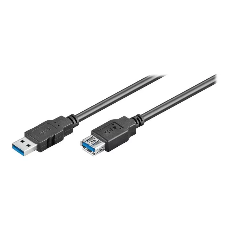 Wentronic Goobay USB 3.0 SuperSpeed Verlängerungskabel, Schwarz, 3 m – USB 3.0-Stecker (Typ A) > USB 3.0-Buchse (Typ A) (93999)