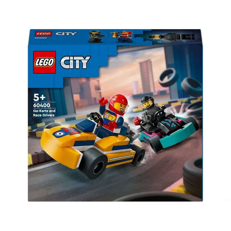 Konstruktionsspielzeug LEGO 60400 City Go-Karts mit Rennfahrern – Spielset mit Minifiguren und Fahrzeugen