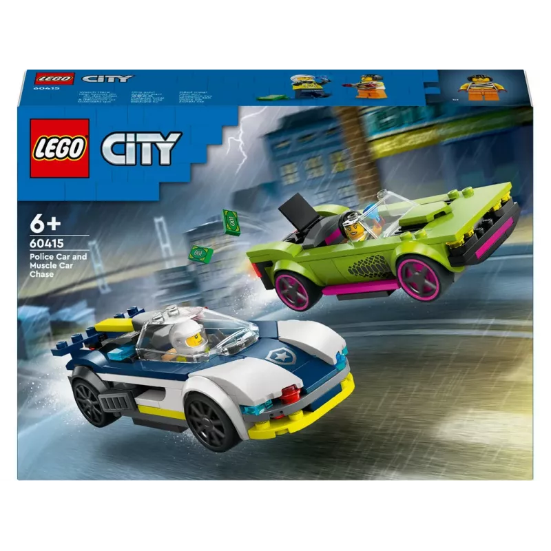 LEGO City Spielset 60415 Polizeiauto und Muscle-Car-Verfolgungsjagd — 213 Teile, 2 Minifiguren, Alter 6+