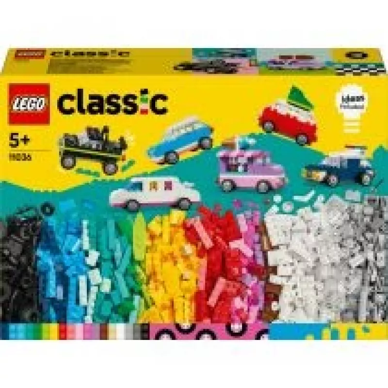LEGO Classic Kreative Fahrzeuge Buntes Modellauto-Set mit Polizeiauto-Spielzeug & 11023 Klassische grüne Grundplatte Quadrat 32x32 Noppen Baugras