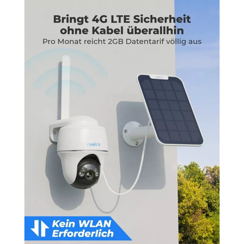 Reolink Go Series G430 - 5MP Outdoor akkubetriebene Kamera, 4G LTE-Netzwerk, Personen-/Fahrzeug-/Tiererkennung, 355° Schwenkbereich & 140° Neigung