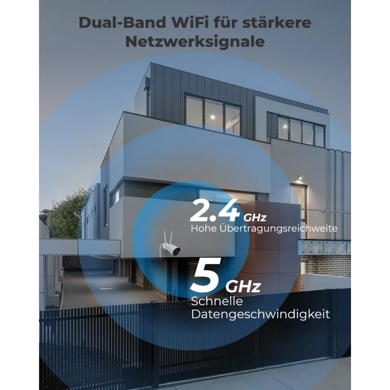 Reolink W320 – 5MP Outdoor-Überwachungskamera, 2,4/5 GHz Wi-Fi, Personen-/Fahrzeug-/Tiererkennung, 30 m Nachtsicht
