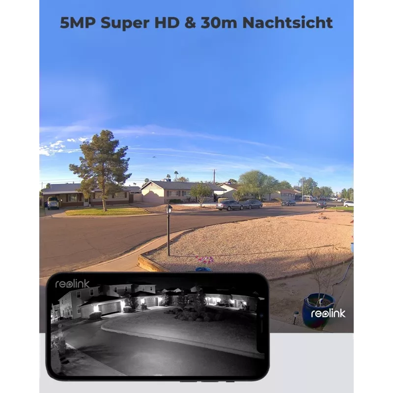 Reolink W320 – 5MP Outdoor-Überwachungskamera, 2,4/5 GHz Wi-Fi, Personen-/Fahrzeug-/Tiererkennung, 30 m Nachtsicht