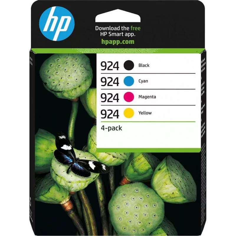 HP 924 CMYK Original-Tintenpatrone 4er-Pack, Schwarz, Cyan, Magenta, Gelb, 4 Stk., 500 Seiten, 400 Seiten