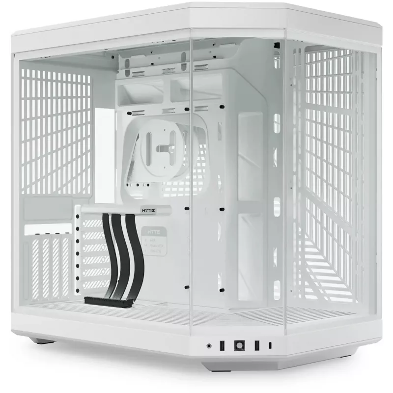 PC-Gehäuse HYTE Y70 Midi Tower Weiß – unterstützt EATX, GPU bis zu 42,2 cm, CPU-Kühlerhöhe 18 cm