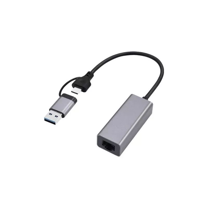 USB 3.1 Type-C Gigabit-Netzwerkadapter Gembird A-USB3AC-LAN-01 — 1× RJ-45, 1000 Mbit/s, USB 3.2 Gen 1, Metallgehäuse, grau