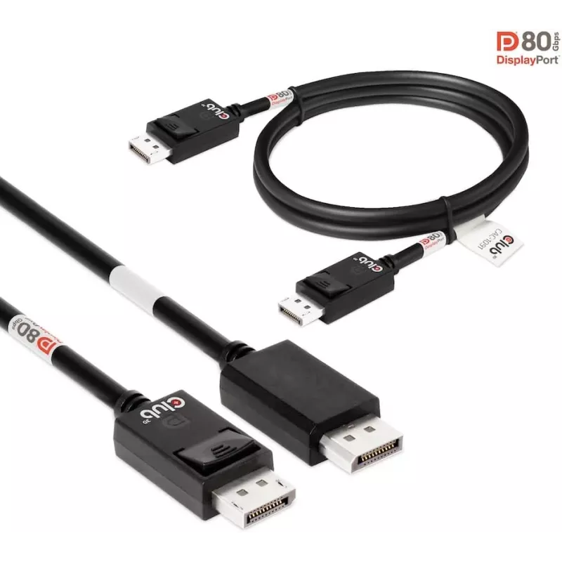CLUB3D DisplayPort 2.1 Bi-Direktionales VESA DP80 Zertifiziertes Kabel 4K240Hz, 8K60Hz oder 10K30Hz M/M 1,2 m