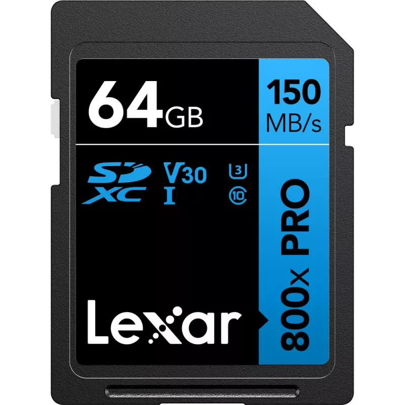 SDXC-Flash-Speicher Lexar 64 GB UHS-I 800xPRO — Klasse 10, U3, V30, 150 MB/s