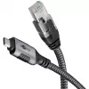Ethernet-Kabel USB-C 3.2 Gen2 Stecker > RJ-45 Stecker, LAN-Adapter schwarz/Silber, 2 Meter, geflochtener Textilmantel