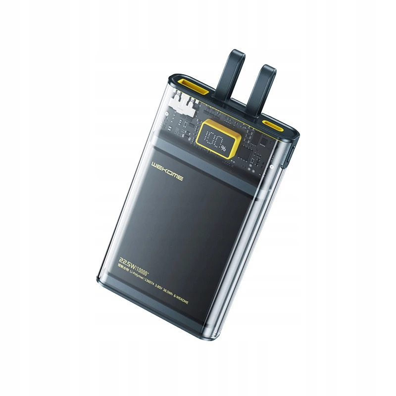 WEKOME WK-WP-323 Vanguard Serie Powerbank, 10000 mAh, integriertes USB-C- und Lightning-Kabel, PD 20 W + QC 22,5 W