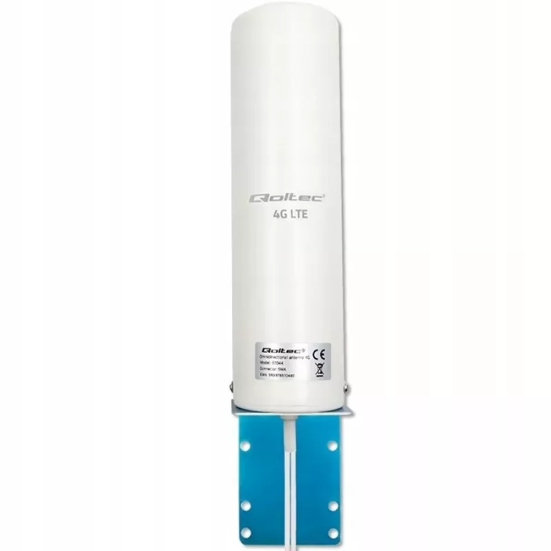 Outdoor omnidirectional 4G LTE antenna QOLTEC 57044, 5 dBi, 600–2700 MHz, 50 W, 50 Ω, weißes Kupfergehäuse