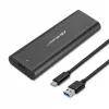 SSD-Gehäuse QOLTEC 50312 Schwarz für einzelnes M.2 SATA-Laufwerk, USB Type-C (USB 2.0 / 3.2 Gen 1)