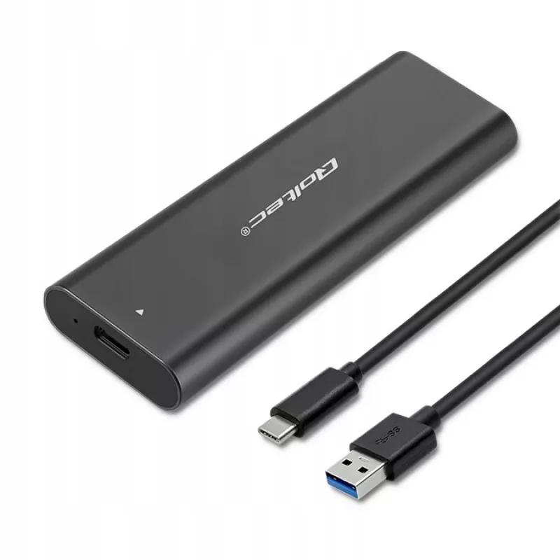 SSD-Gehäuse QOLTEC 50312 Schwarz für einzelnes M.2 SATA-Laufwerk, USB Type-C (USB 2.0 / 3.2 Gen 1)